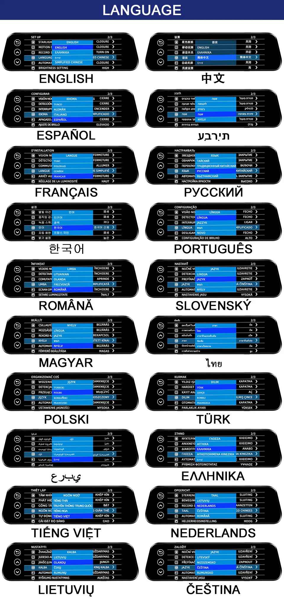 E-ACE 10 Zoll Auto DVR Spiegel Video Recorder 1080P