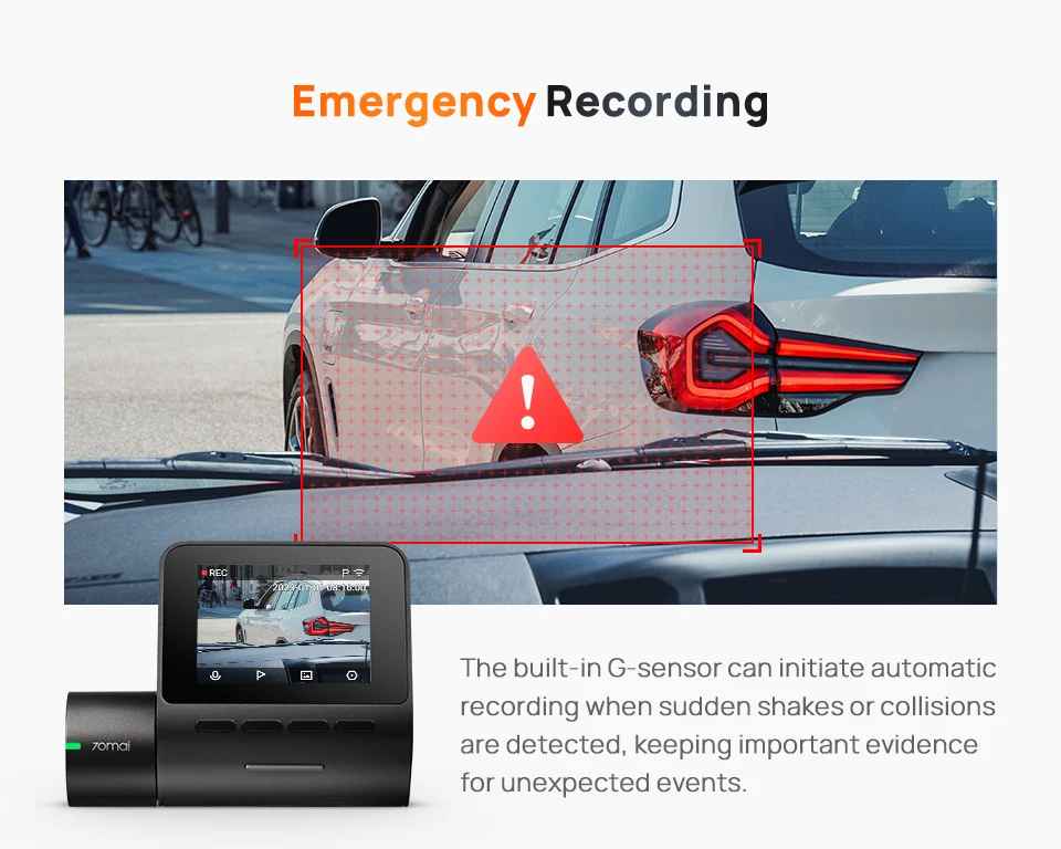 global 70mai Dash Cam A200 Dual-kanal Rekord 1080P HDR