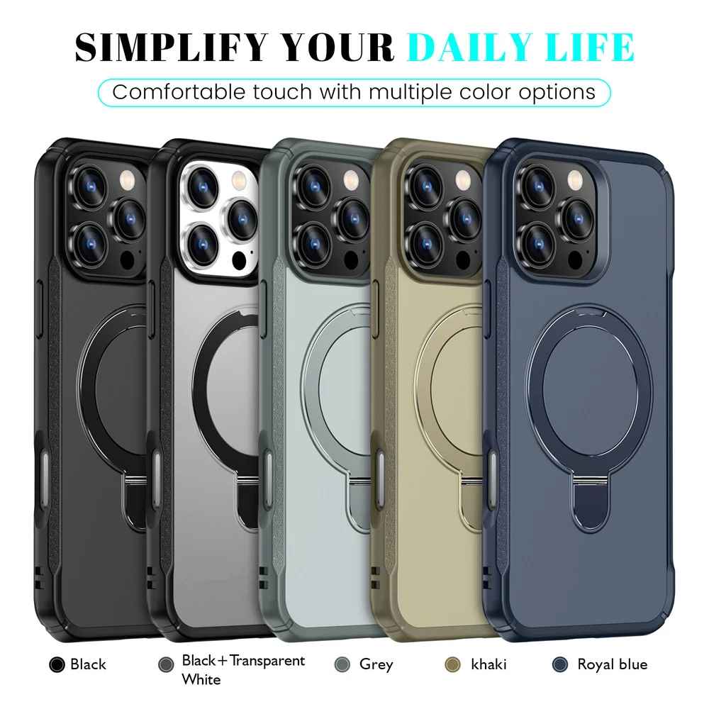 ZES MagSafe Armor Case with Foldable Stand for iPhone 11-17 Pro Max