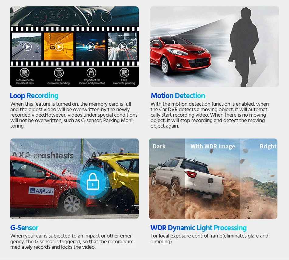 E-ACE 10 Zoll Auto DVR Spiegel Video Recorder 1080P