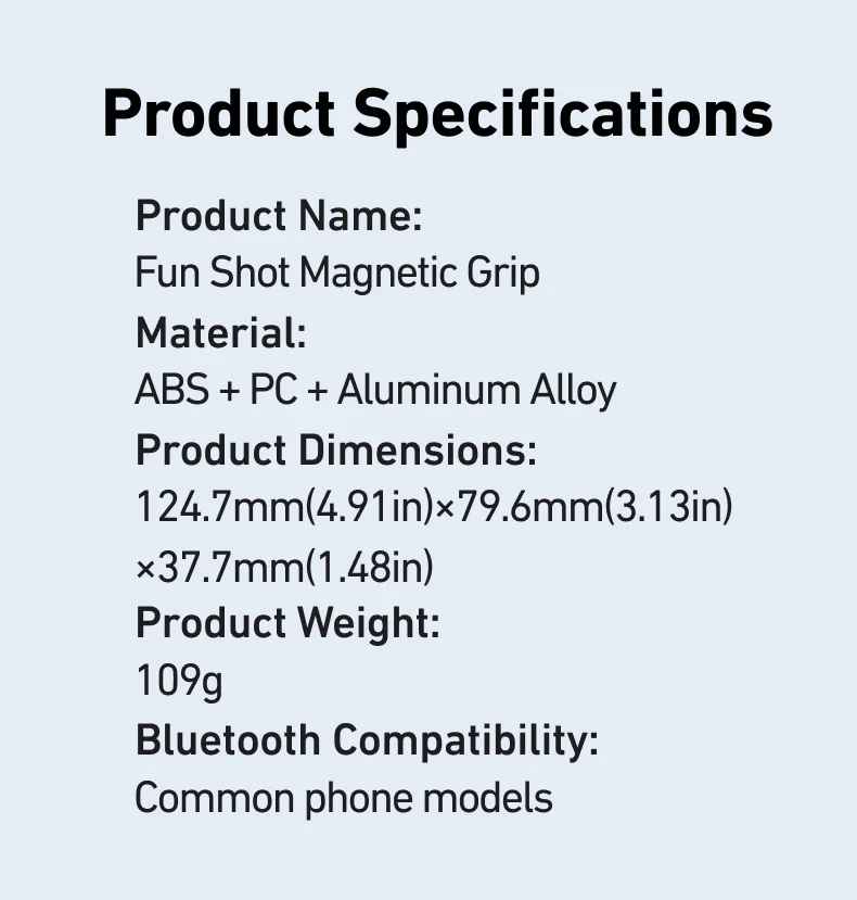 TELESIN Magnetic Camera Grip with Detachable Remote Shutter for All Smartphones