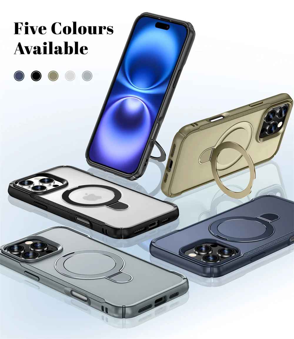 ZES MagSafe Armor Case with Foldable Stand for iPhone 11-17 Pro Max