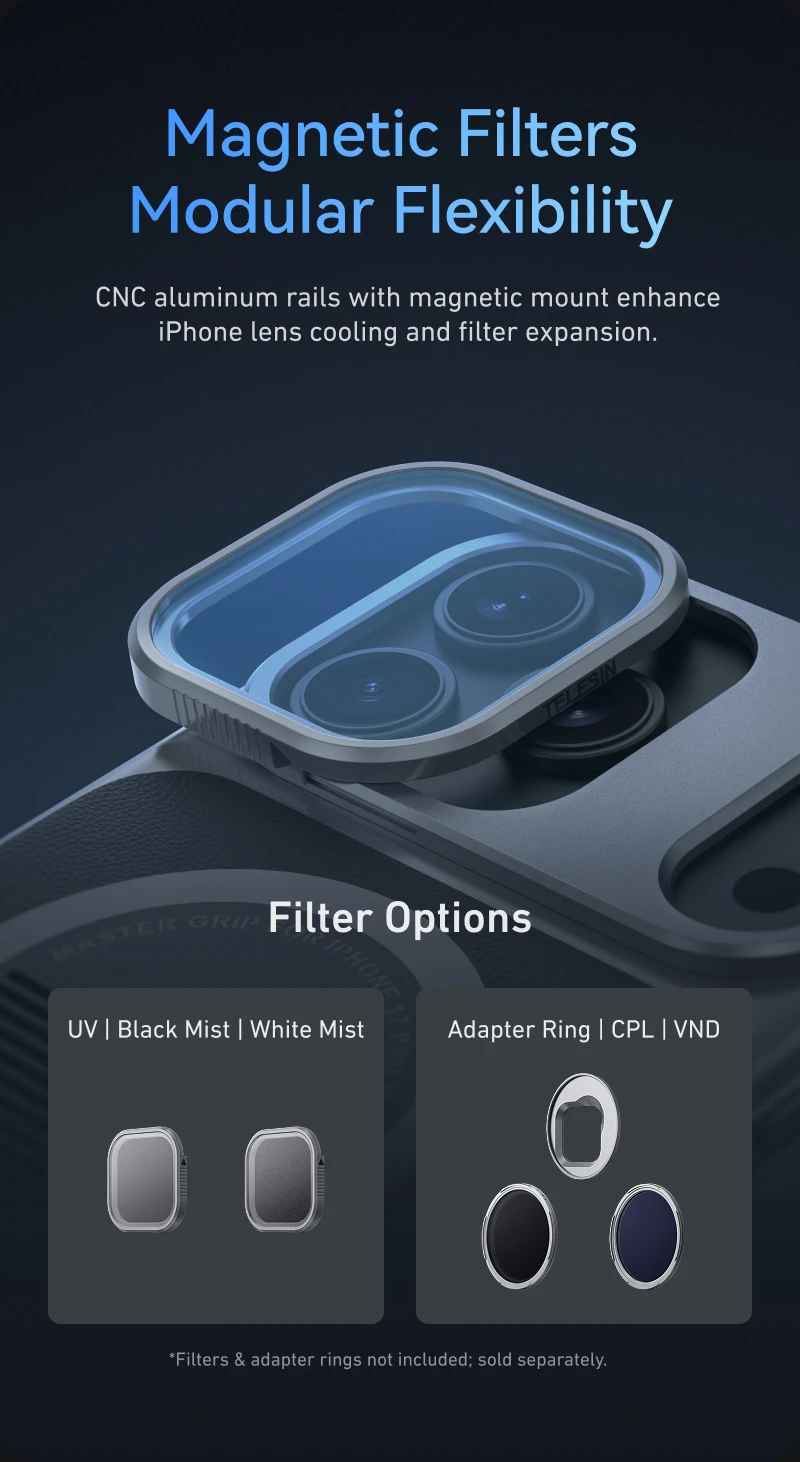 Magnetic Phone Camera Grip with Graphene Cooling Case for iPhone 17 Pro serie- Professional Shooting Ki