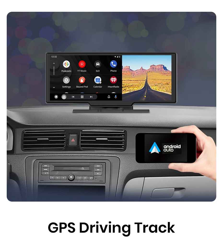 10,26 ”Dash Cam Rückfahrkamera Wifi Carplay & Android Auto 4K DVR GPS Navigation Video Recorder Dashboard Dual Len