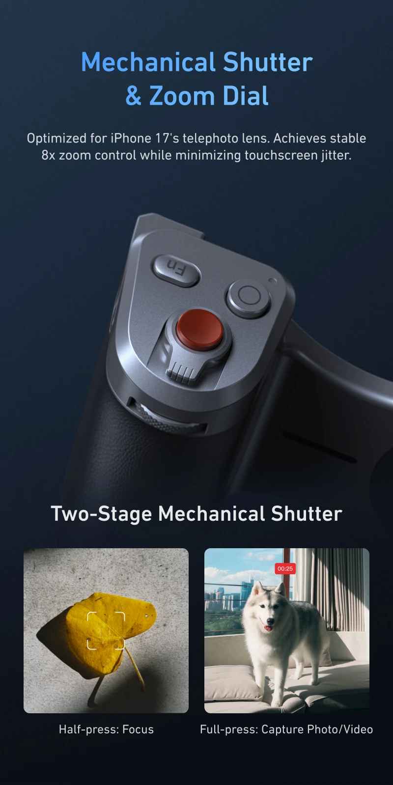 Magnetic Phone Camera Grip with Graphene Cooling Case for iPhone 17 Pro serie- Professional Shooting Ki