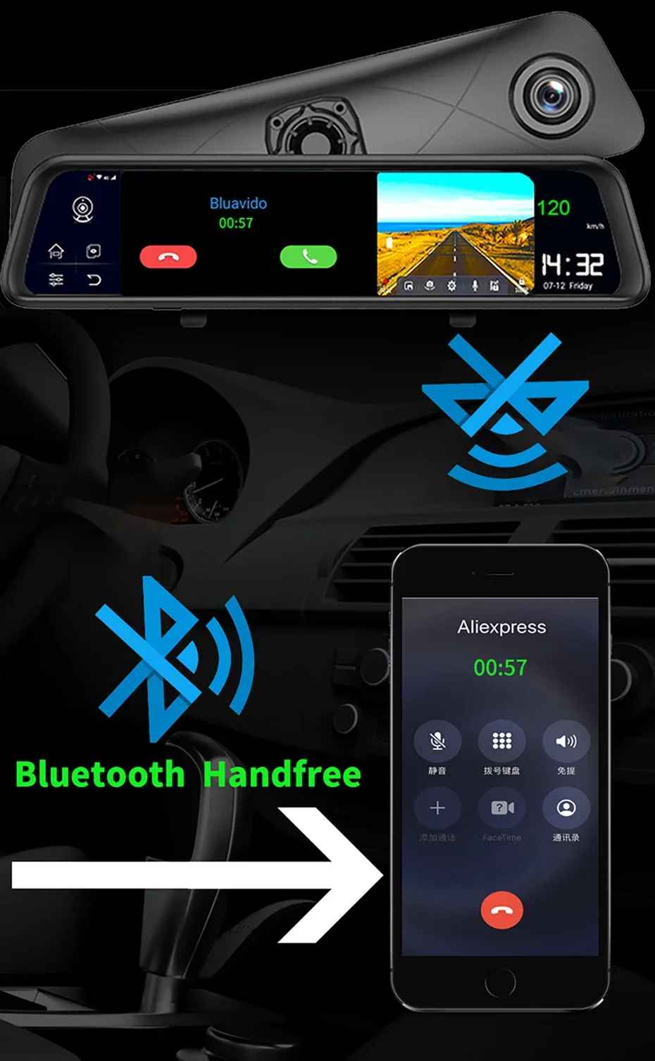 Smart Android 8.1 Auto Spiegel DVR GPS Navigation HD 1080P