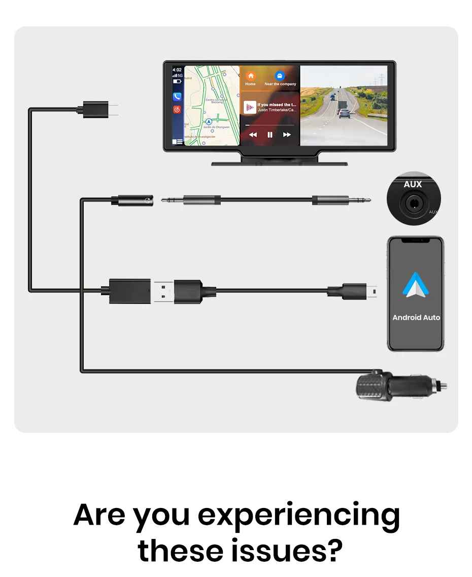 10,26 ”Dash Cam Rückfahrkamera Wifi Carplay & Android Auto 4K DVR GPS Navigation Video Recorder Dashboard Dual Len