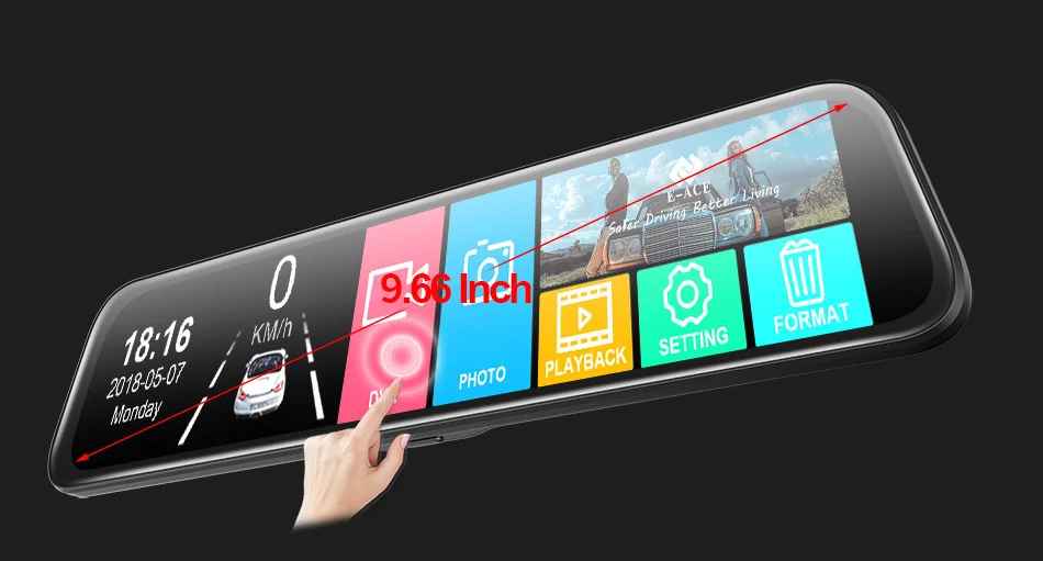 E-ACE 10 Zoll Auto DVR Spiegel Video Recorder 1080P