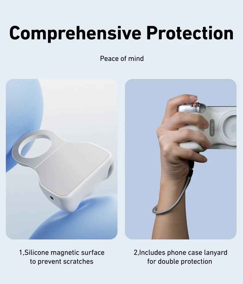 TELESIN Magnetic Camera Grip with Detachable Remote Shutter for All Smartphones