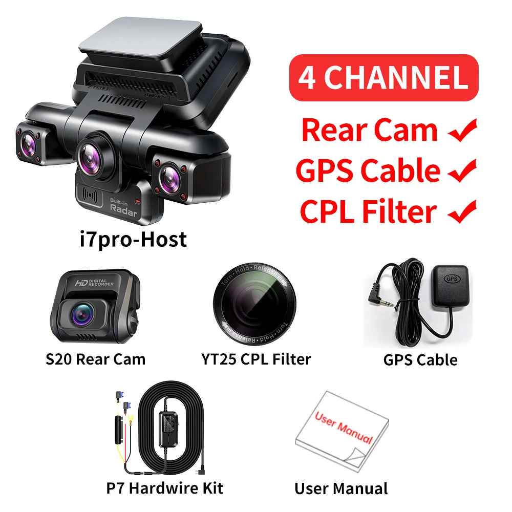 i7pro 4CH GPS dashcam auto