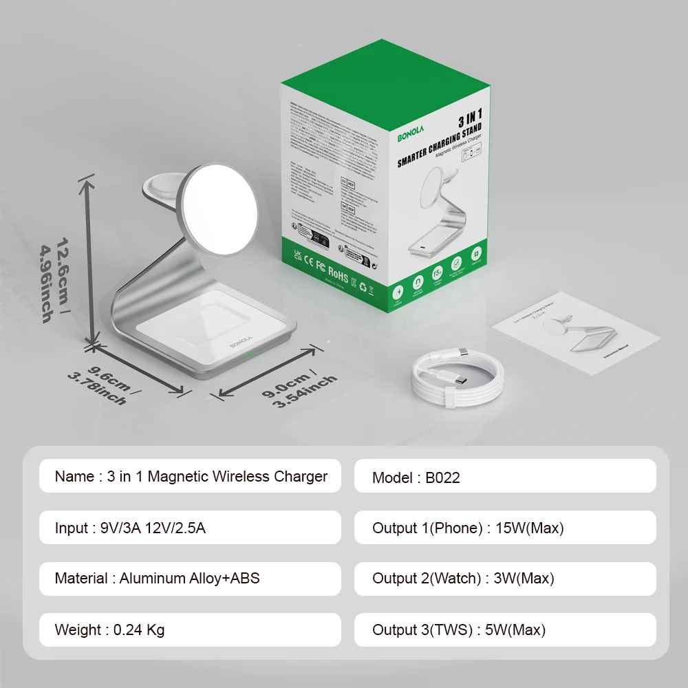 Bonola 30W MagSafe-Compatible 3-in-1 Charging Hub for Apple Ecosystem