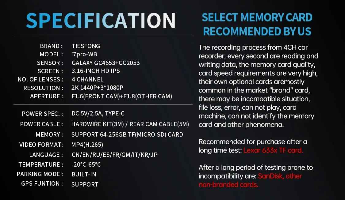 i7pro 4CH GPS dashcam auto