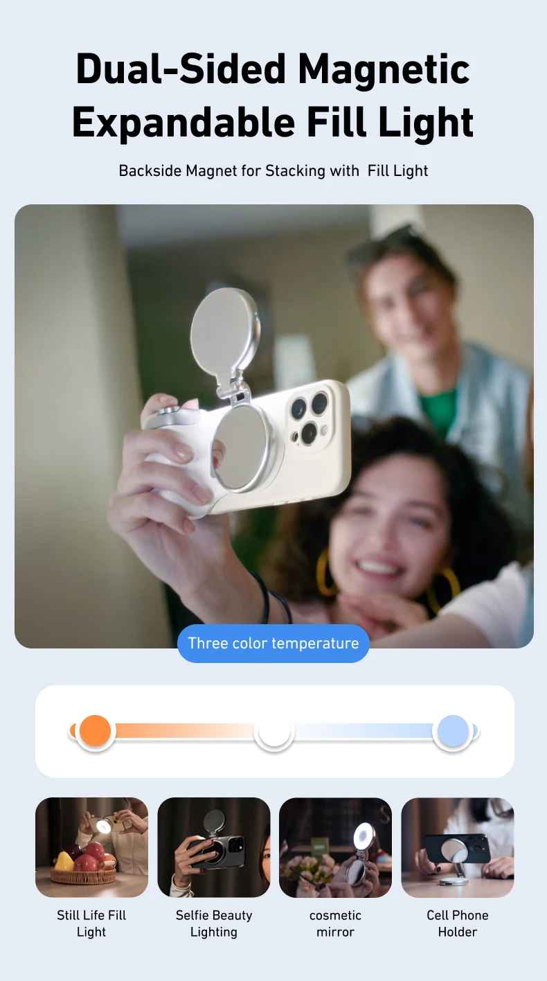 TELESIN Magnetic Camera Grip with Detachable Remote Shutter for All Smartphones