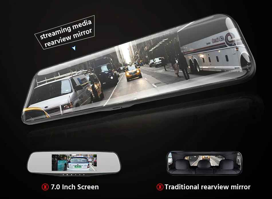 E-ACE 10 Zoll Auto DVR Spiegel Video Recorder 1080P