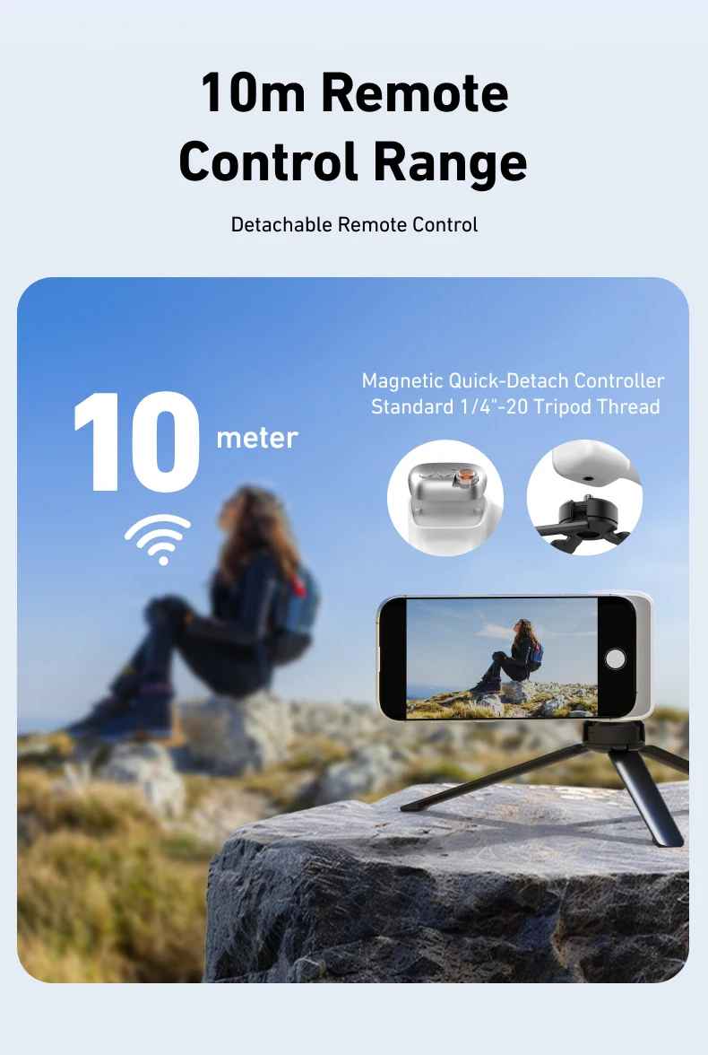 TELESIN Magnetic Camera Grip with Detachable Remote Shutter for All Smartphones