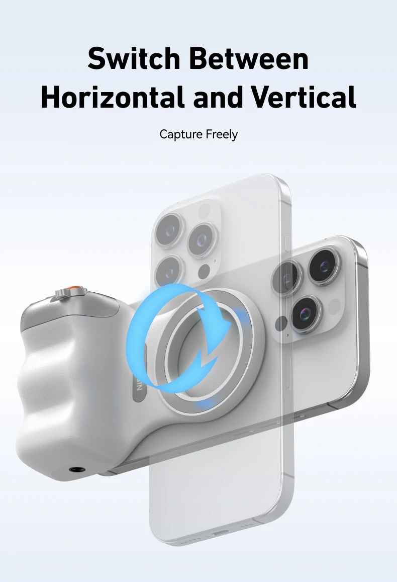 TELESIN Magnetic Camera Grip with Detachable Remote Shutter for All Smartphones