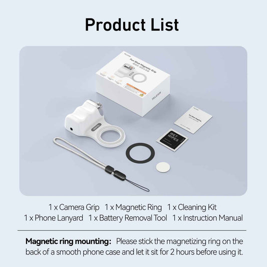 TELESIN Magnetic Camera Grip with Detachable Remote Shutter for All Smartphones