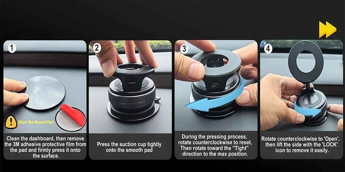 Pocket-Size Magnetic Suction Mount - 360° Rotatable MagSafe Car & Desk Stand