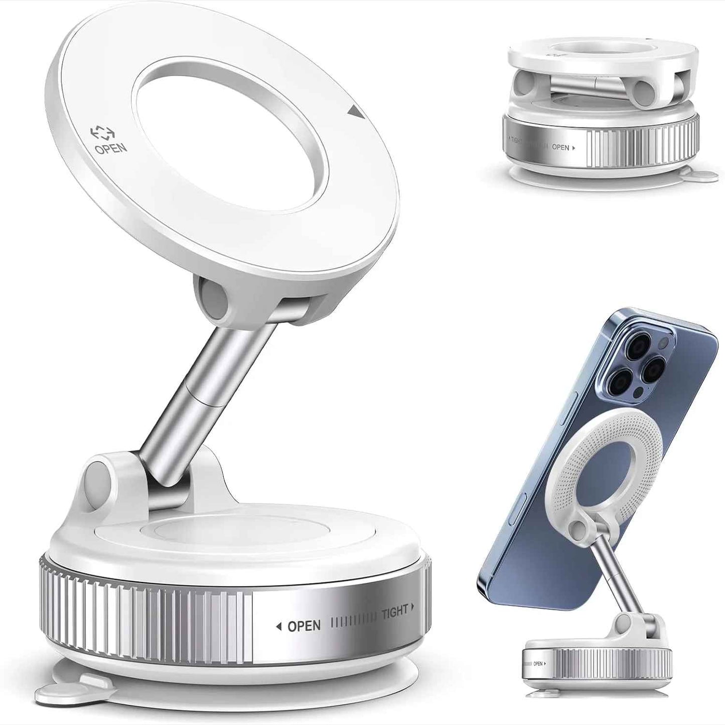 Pocket-Size Magnetic Suction Mount - 360° Rotatable MagSafe Car & Desk Stand