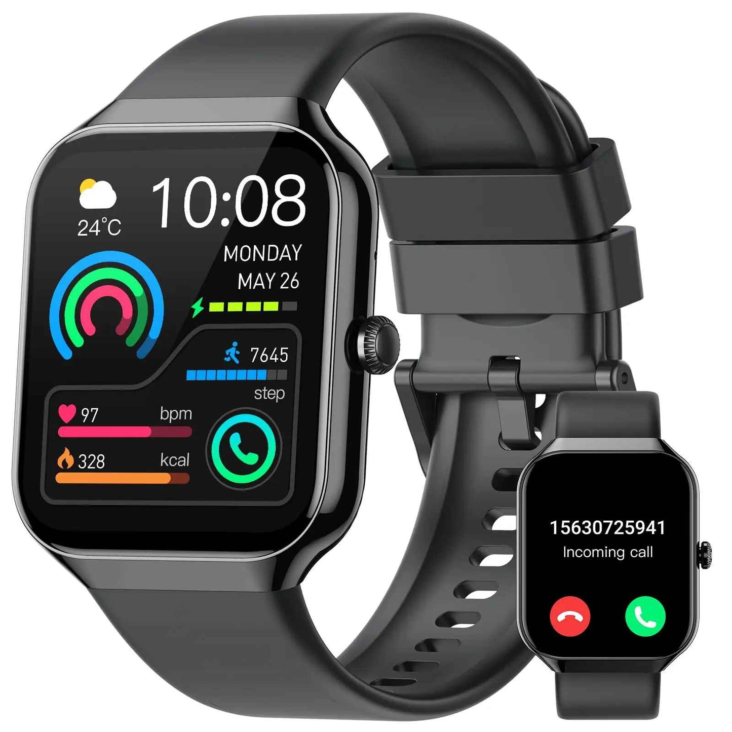 Smartwatch, 1,96 Zoll HD-Anrufwiederherstellung, ab 115 Sportmodi, IP68 wasserdichter Fitness-Tracker iOS, Android.