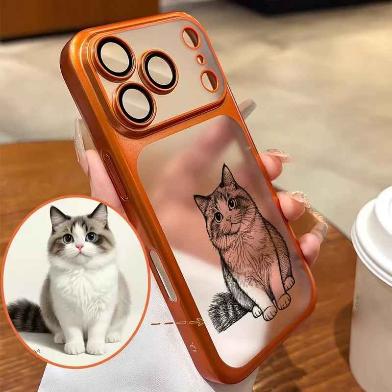 Custom Line Art Luxury Frosted iPhone Case