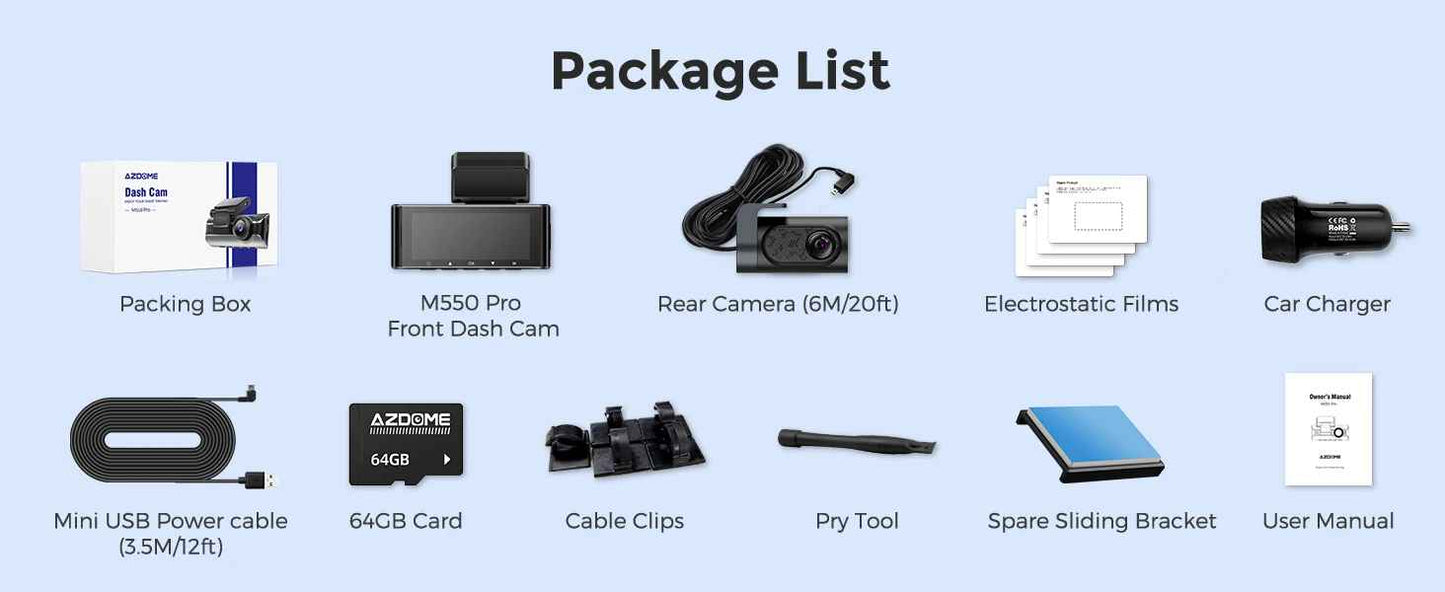 AZDOME 4K Dash Cam M550 Pro