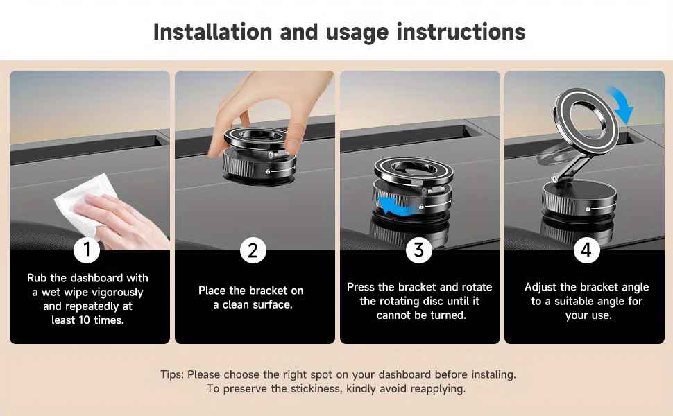 Pocket-Size Magnetic Suction Mount - 360° Rotatable MagSafe Car & Desk Stand