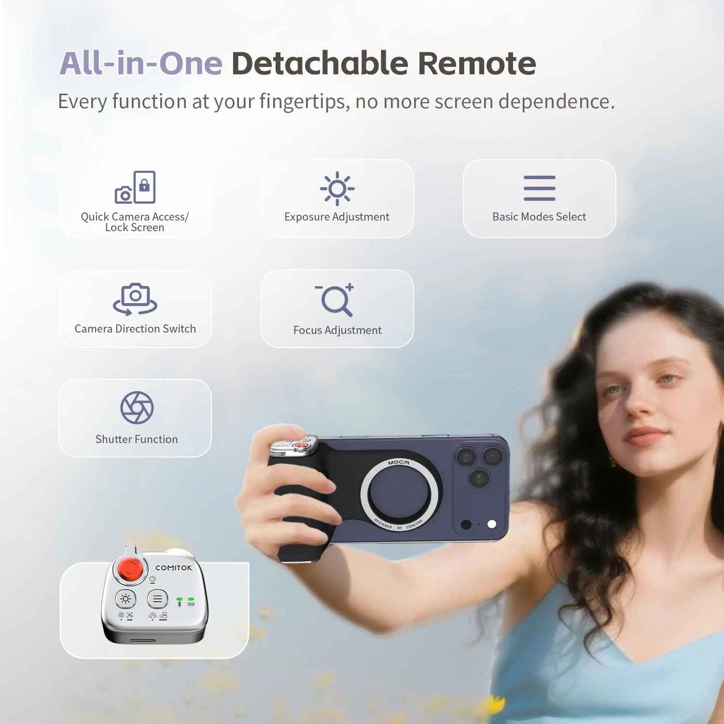 COMITOK Magnetic One-Hand Vlogging Grip