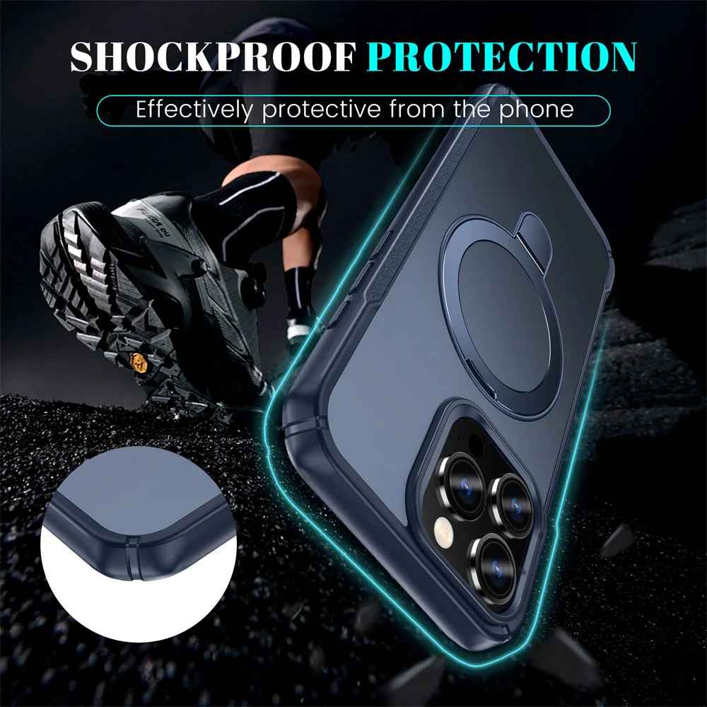 ZES MagSafe Armor Case with Foldable Stand for iPhone 11-17 Pro Max