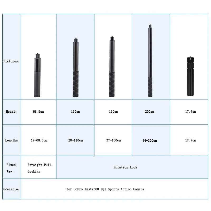 Selfie Stick Skalierbares Einbeinstativ für Insta 360