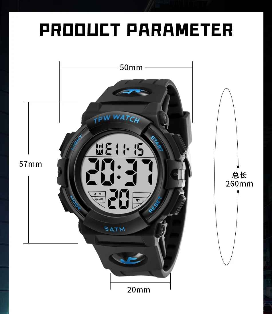 TPW-Digitaluhr mit großen Zahlen