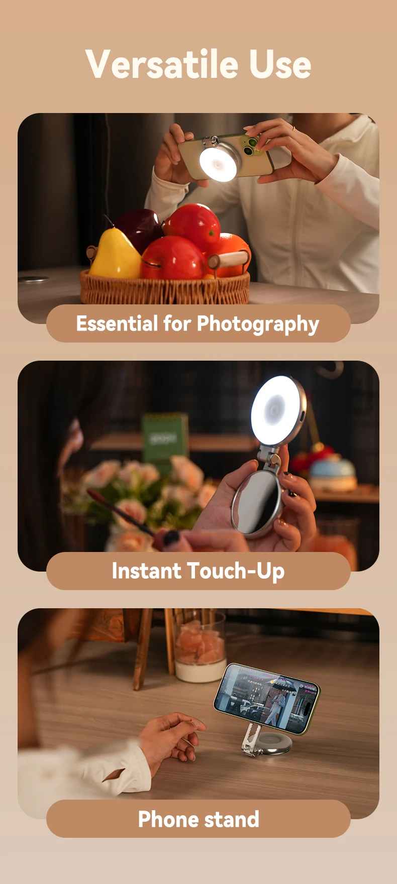 TELESIN Magnetic Camera Grip with Detachable Remote Shutter for All Smartphones