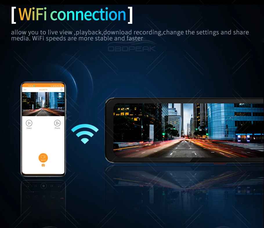 OBDPEAK K4 11,26" Carplay & Android Auto 4K 2160P Wifi Dash Cam Rückspiegel Auto DVR GPS Navigation Video Recorder Dual Objektiv
