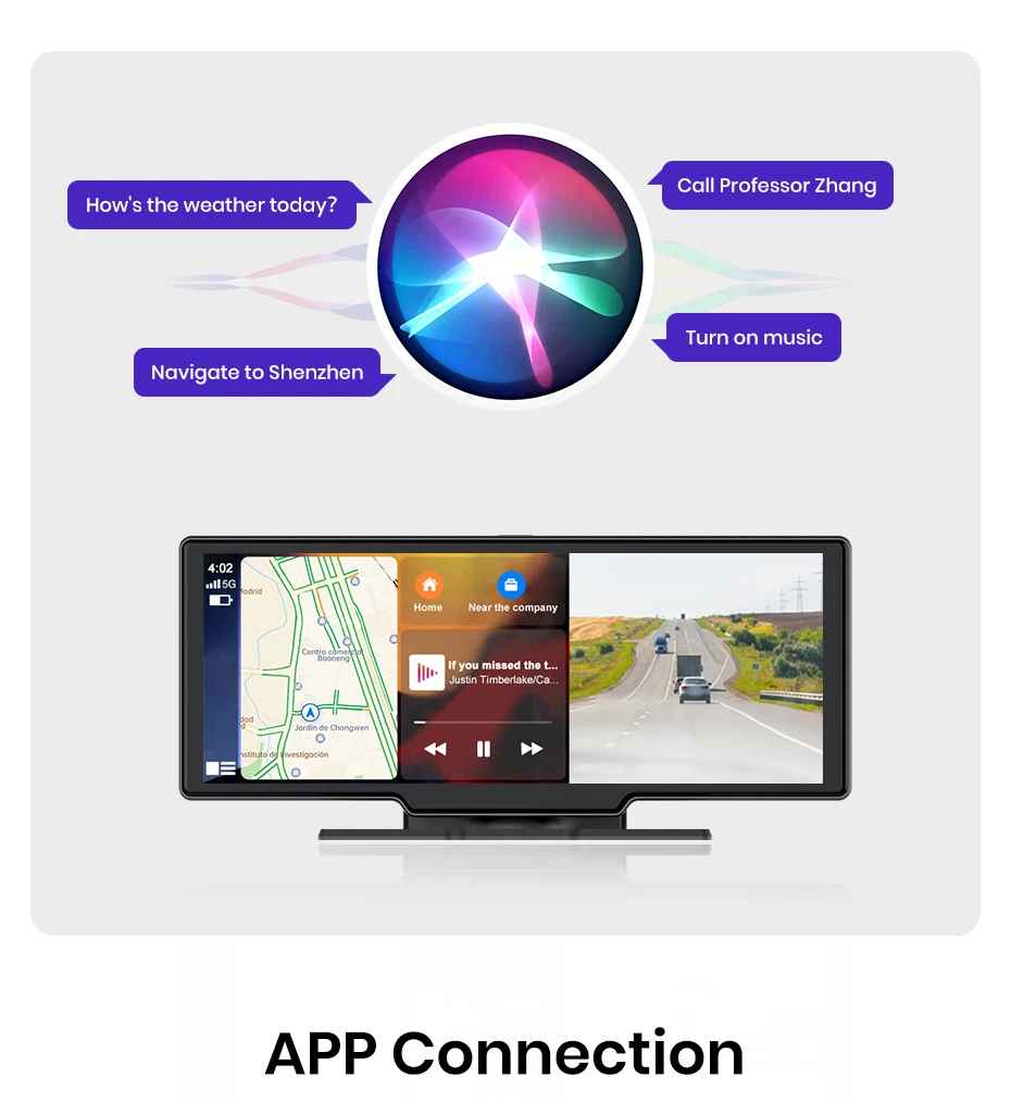 10,26 ”Dash Cam Rückfahrkamera Wifi Carplay & Android Auto 4K DVR GPS Navigation Video Recorder Dashboard Dual Len